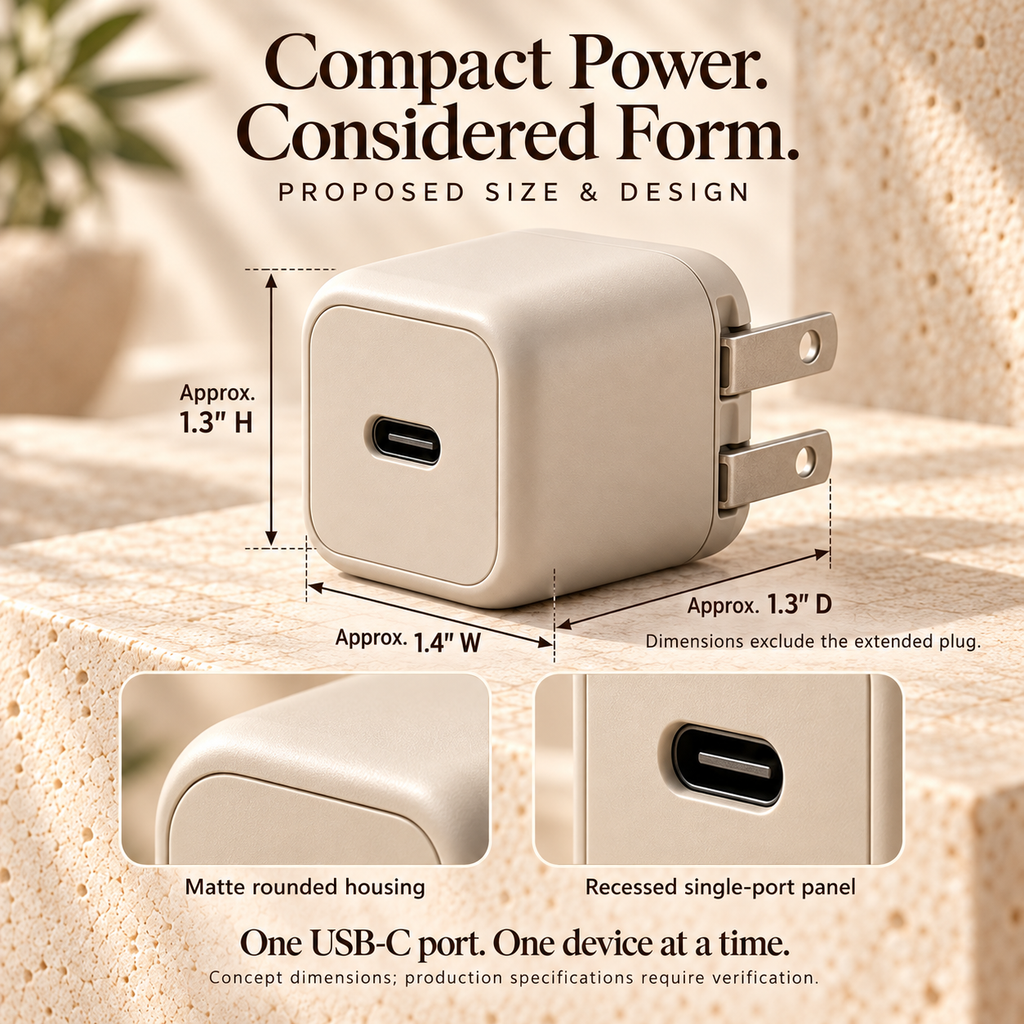 ZASEORE™ Noren 30W USB-C Wall Charger — Single-Port Power Delivery Adapter with Foldable U.S. Plug
