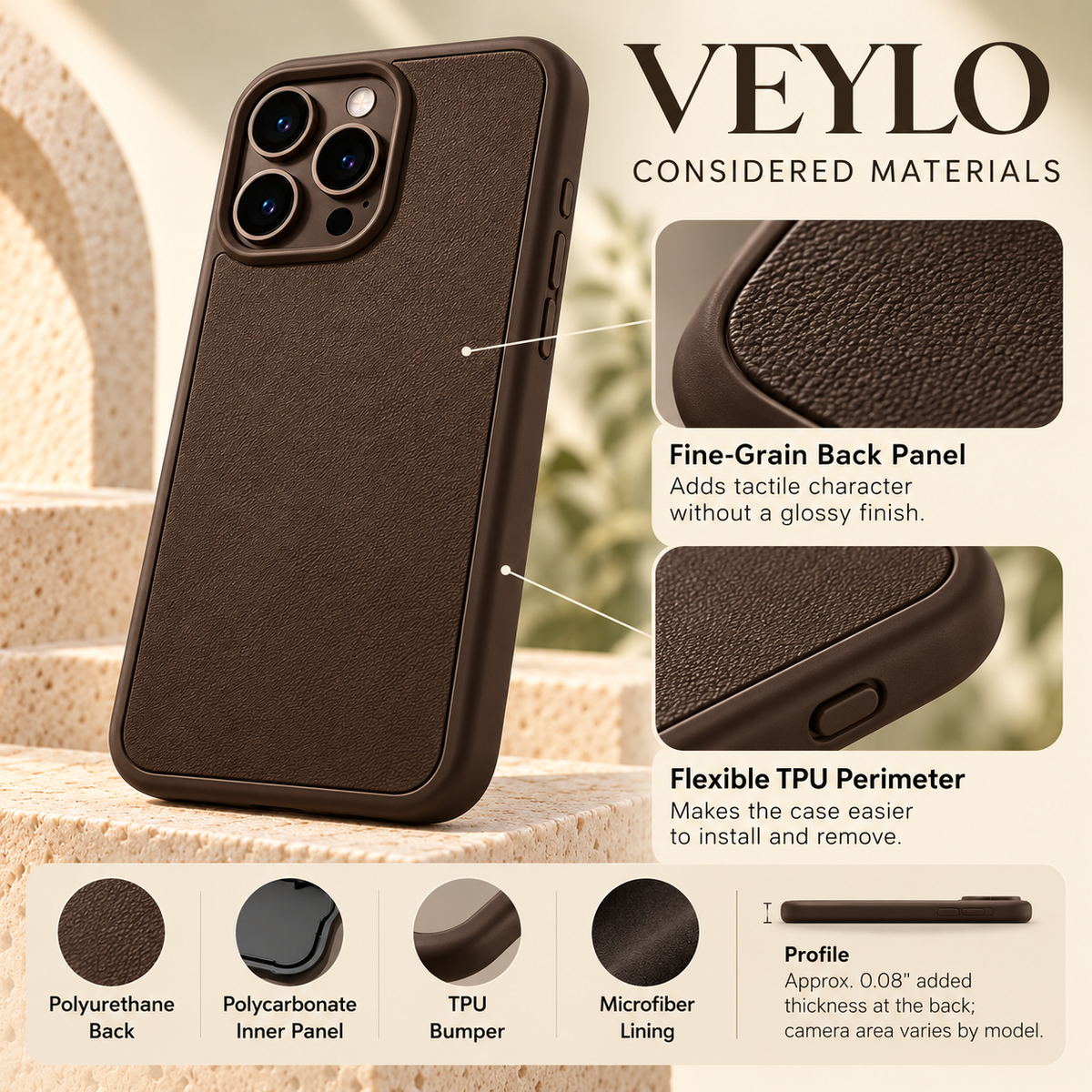 ZASEORE™ Veylo Textured Magnetic Phone Case — Slim TPU Bumper Cover with Microfiber Lining for Select iPhone Models