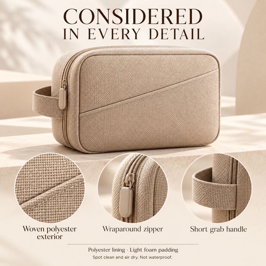 ZASEORE™ Rovan Compact Tech Organizer — Zippered Travel Pouch for Phone Chargers, Cables, Earbuds, and Small Accessories