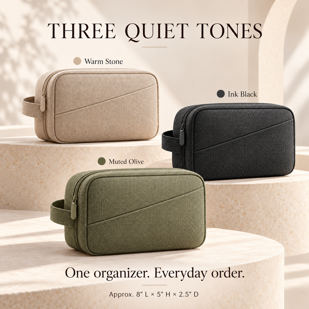 ZASEORE™ Rovan Compact Tech Organizer — Zippered Travel Pouch for Phone Chargers, Cables, Earbuds, and Small Accessories