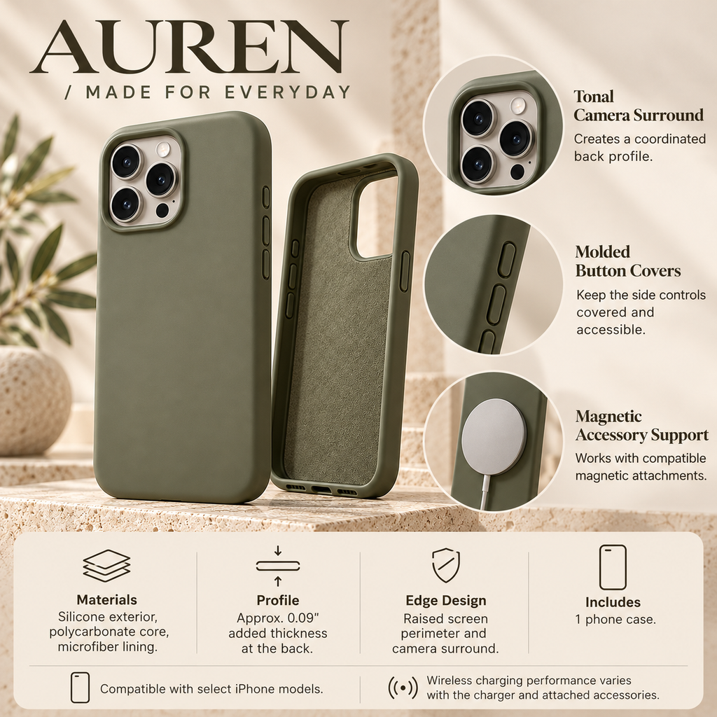ZASEORE™ Auren Soft-Touch Magnetic Phone Case — Matte Silicone Cover with Lined Interior for Select iPhone Models