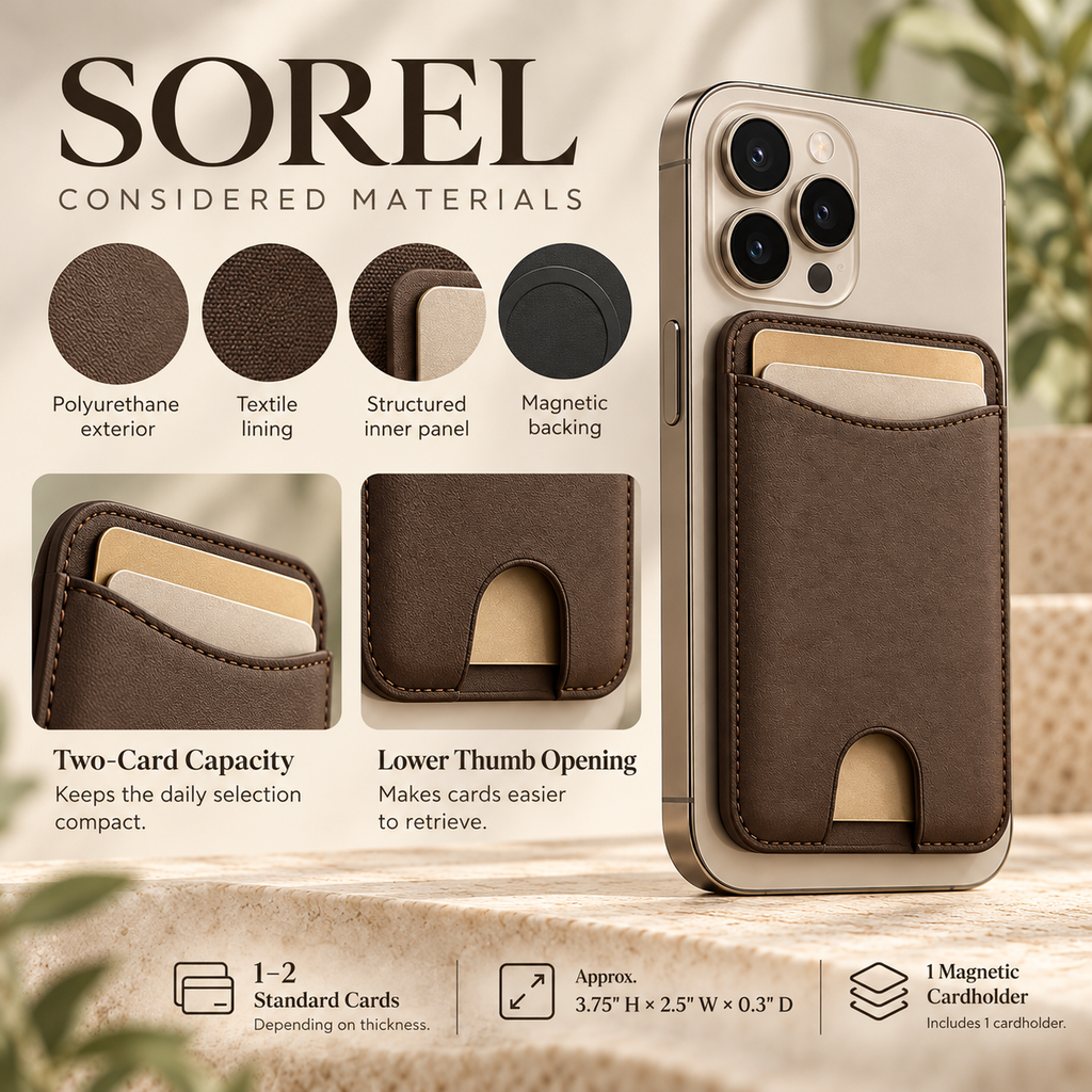ZASEORE™ Sorel Magnetic Phone Wallet — Slim Two-Card Holder with Thumb Access for Compatible Magnetic Phone Cases